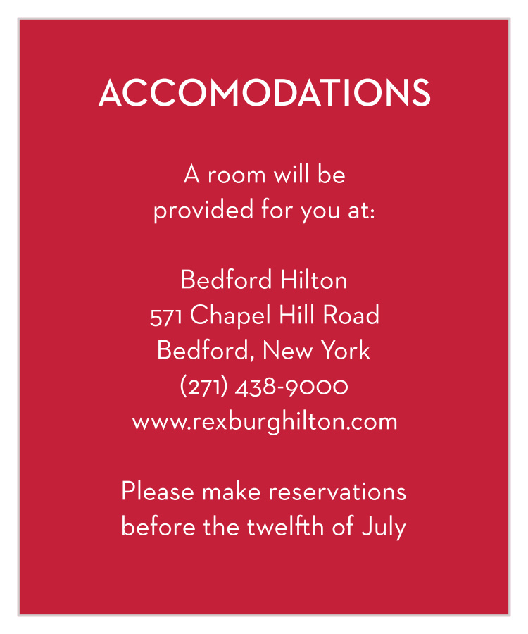 Royal Crown Accommodation Cards