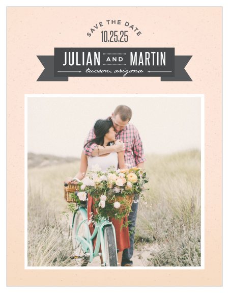 All Aboard for the wedding of your dreams! The All Aboard Save-The-Date Magnets, with their vintage photo frame and stylish ribbon, are the perfect way to announce your marriage to the ones you love most.