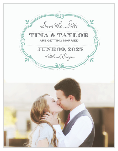 Make sure you guests get your wedding day marked on their calendar using the Vintage Label Save-the-Date Magnets.