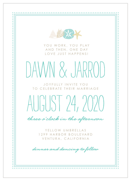 Relax amidst your wedding planning to personalize these sublime By the Sea Wedding Invitations in a breeze!