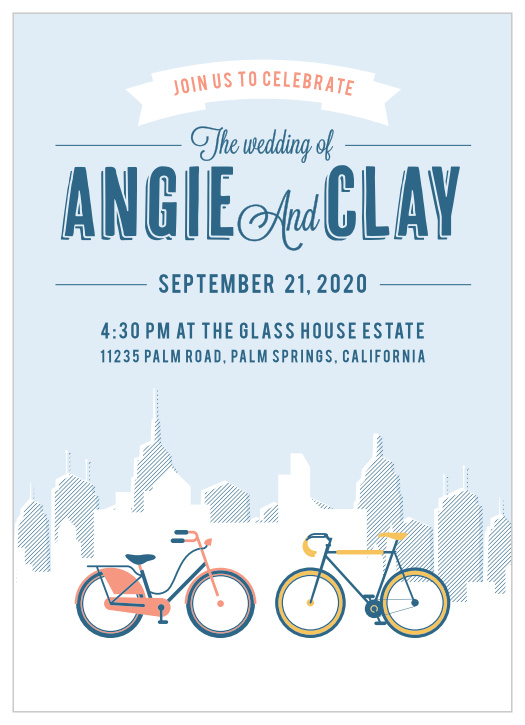 Get away from the hustle and bustle with our beautiful City Life Wedding Invitations.