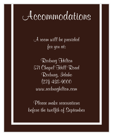 Our Photo Strip Accommodation Cards inform family and friends where you have booked a block of rooms.