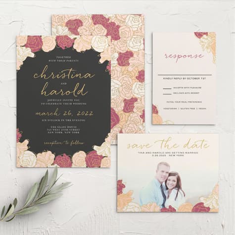 Elegant Blooms Wedding Invitations