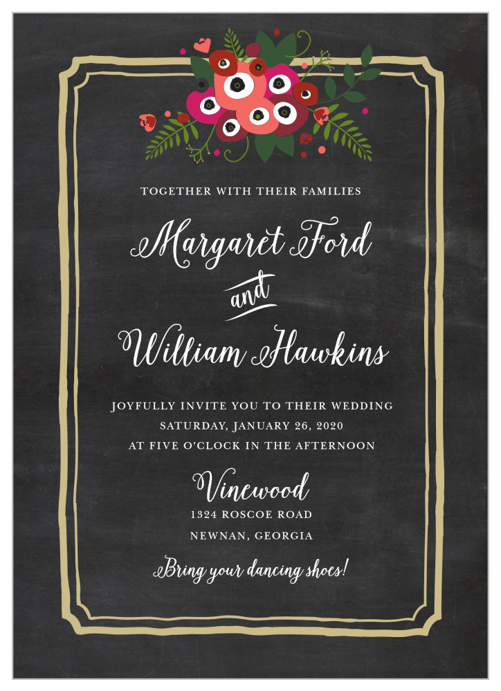 Chalkboard Blossom Wedding Invitations