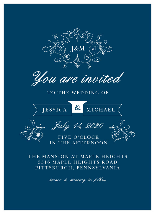 The Sweet Antiquity Wedding Invitations are simple in coloring and ornate in design.