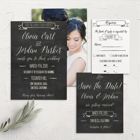 Chalkboard Lettering Wedding Invitations