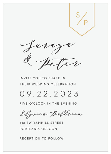 Minimalist Monogram Wedding Invitations by Basic Invite