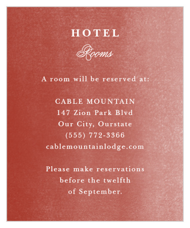Recommend the best local hotel to out-of-town family and friends with our Happy Couple Accommodation Cards.