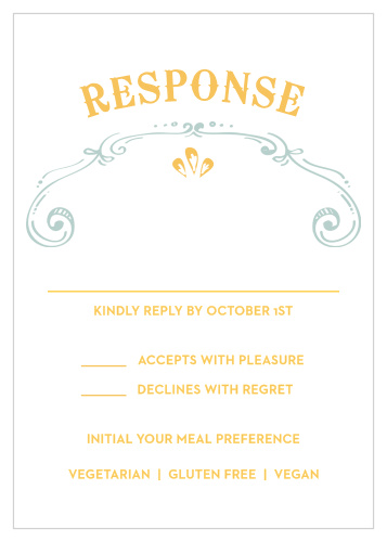 Ensure that you're prepared for every guest and their needs with our beautifully ornate Cheerful Celebrations Response Cards.