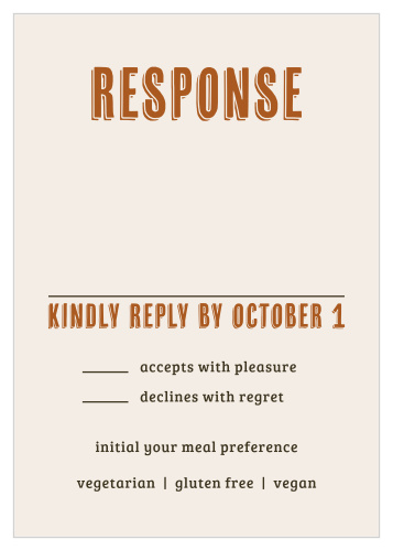 Ensure that you've tallied up all of your guests, prepared for their meal preferences, and given them an opportunity to communicate any other concerns: with our Desert Sky Response Cards, it's never been easier to do exactly that.