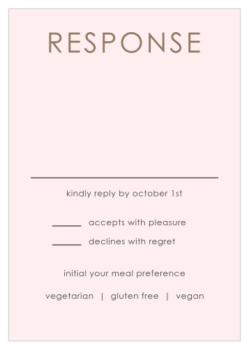 With the Light As A Feather Response Cards you will be able to keep track of all the guests that plan on attending your wedding.