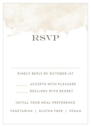 A subtle, light-gold inkblot tops our Modern Gold Response Cards.