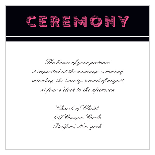 One size fits all ceremony card.