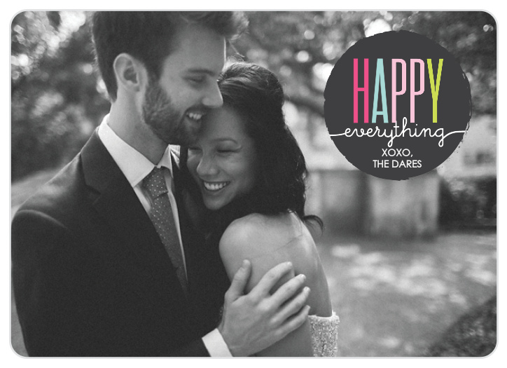 The Happy Holiday card has a nice modern badge and brightly colored text.