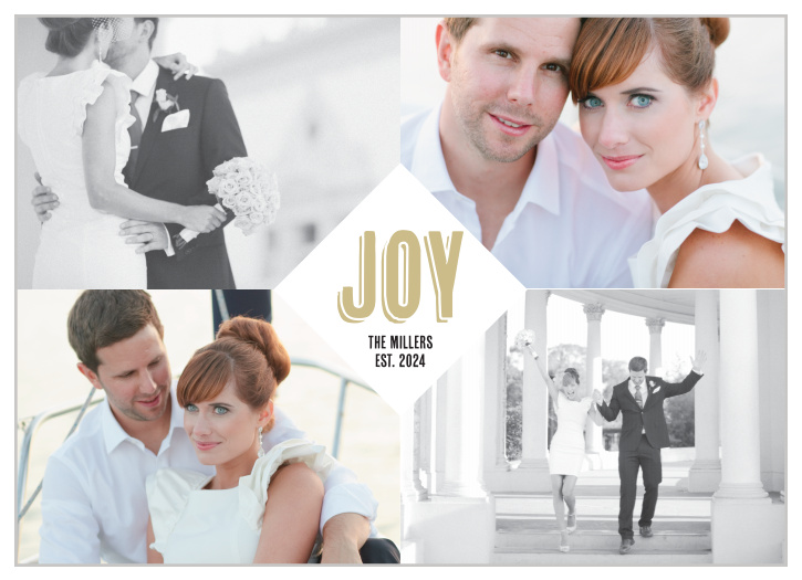 The Photo Joy Holiday Card has 4 spots for your photos, perfect for showcasing your significant other, kids, home etc.