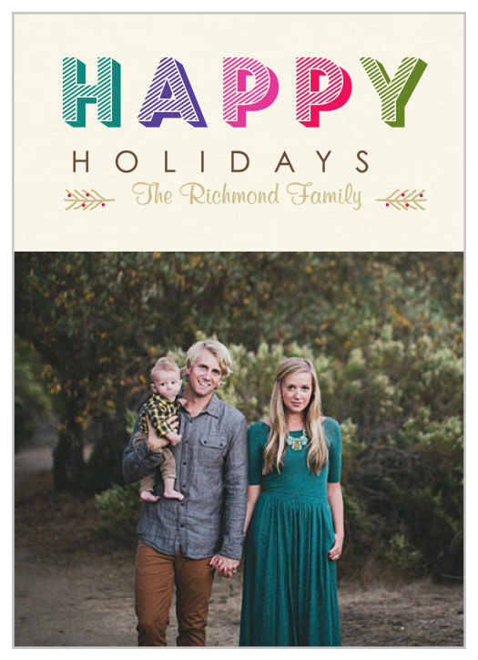 A rustic aura fills this card with its lush canvas background, festive colors and large photo spot.