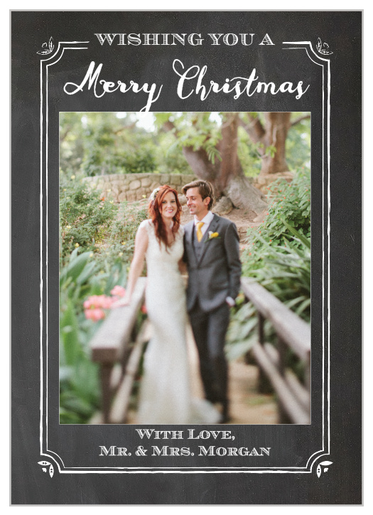The Chalkboard Frame Christmas cards surround your photo with a beautiful chalk outline that can be personalized to be almost any color.
