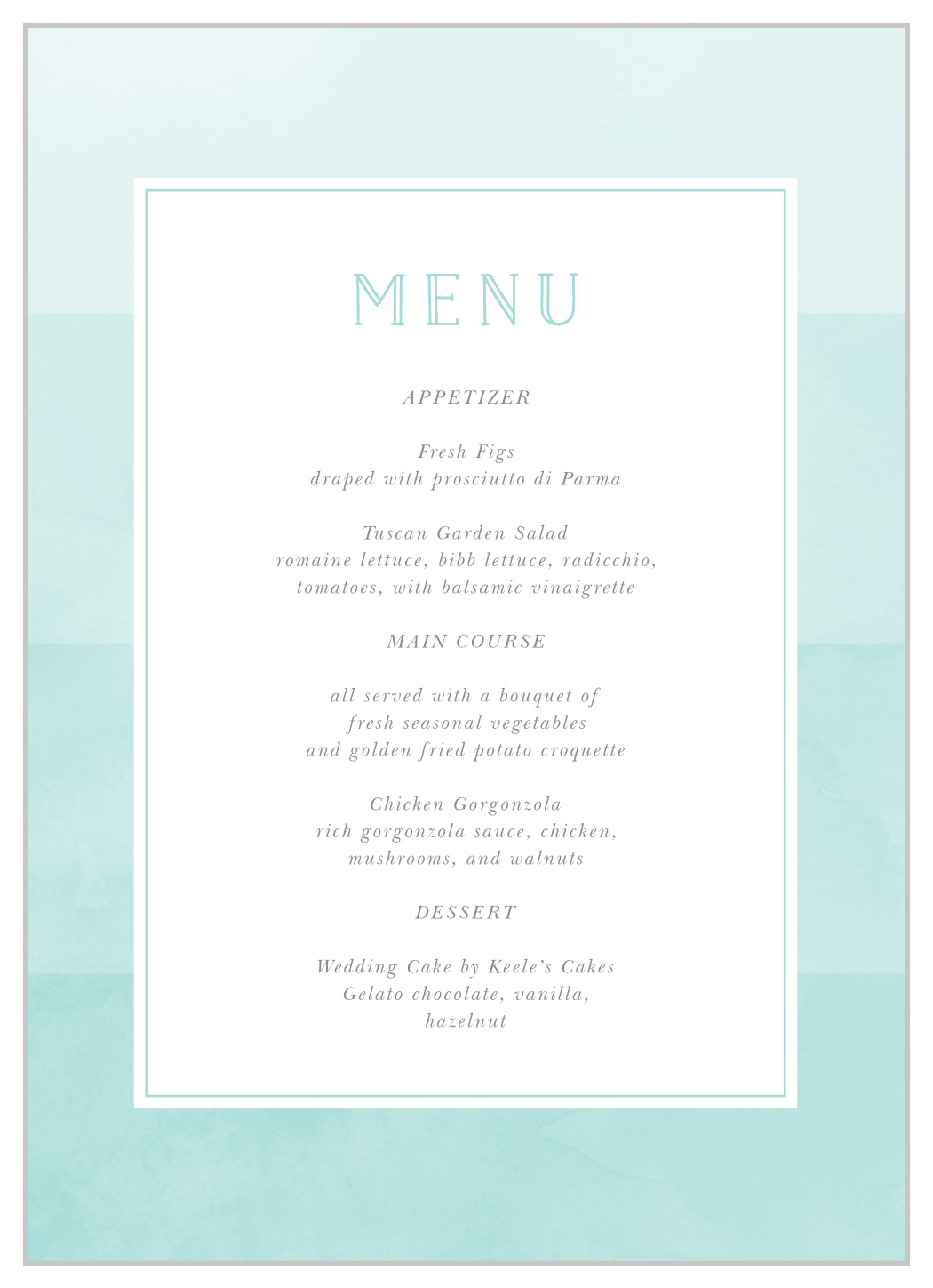 Blue Skies Wedding Menus by Basic Invite