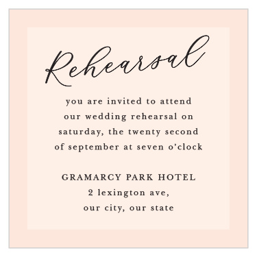 Bring family and friends together the night before your wedding to practice with our Lovely Photo Rehearsal Cards. 