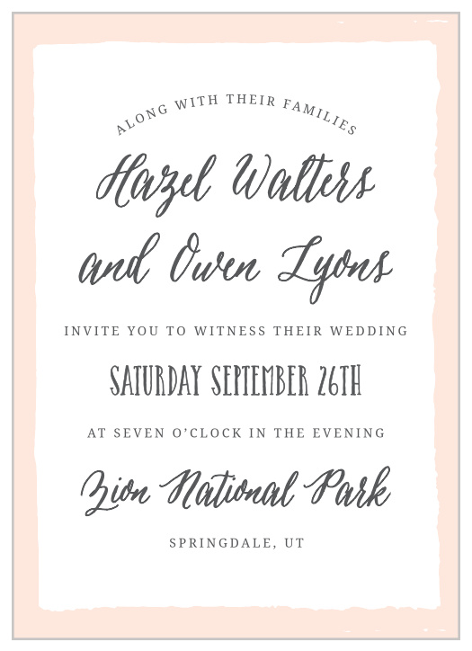 Our Painted Border Wedding Invitation sports a quaintly simple yet distinct border. Tons of room to add all of your details, while maintaining a look of class and sophistication.