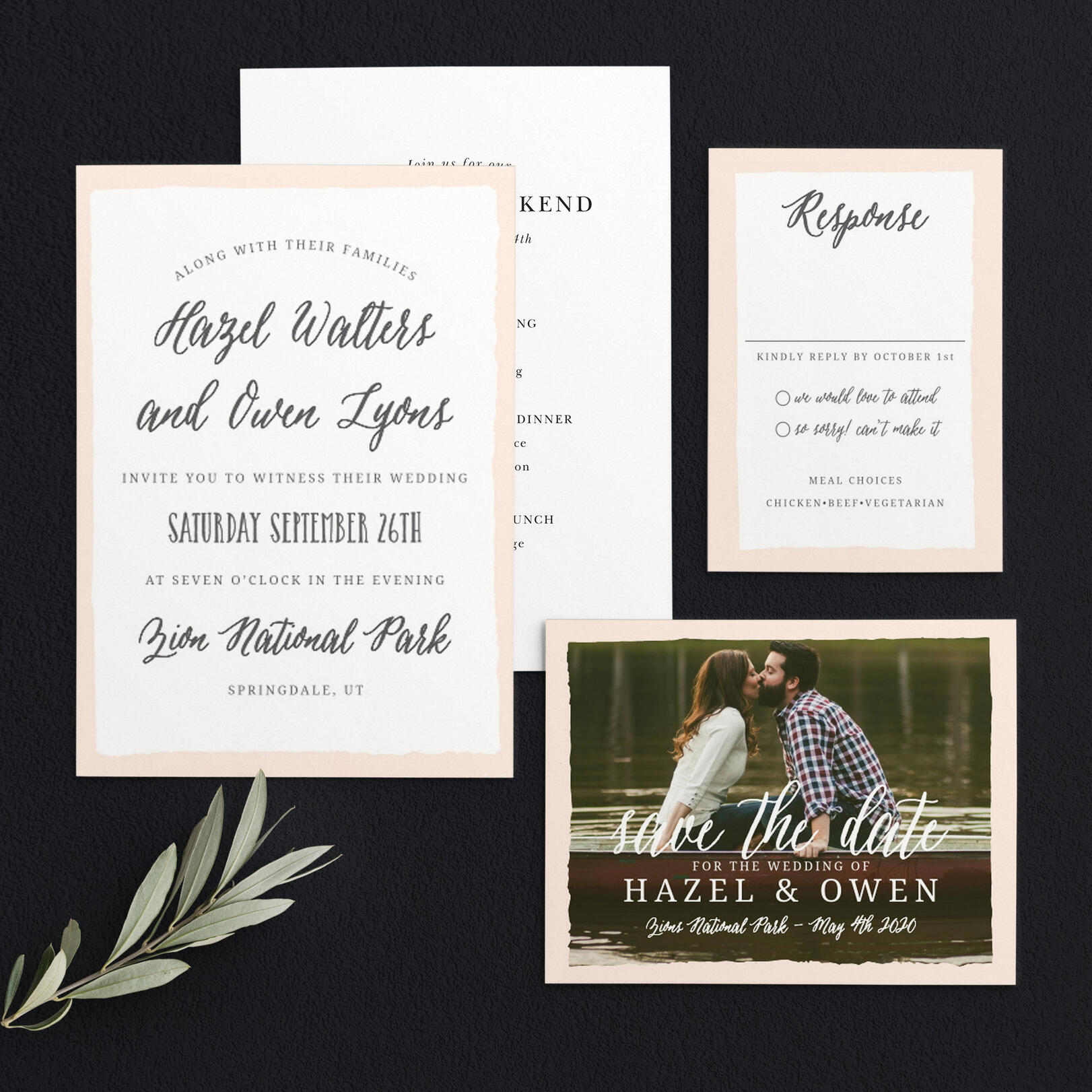 Painted Border Wedding Invitation