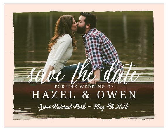 Our Painted Border Save The Date Card features a beautiful border, providing the perfect home for your cutest pic, and all your important info.