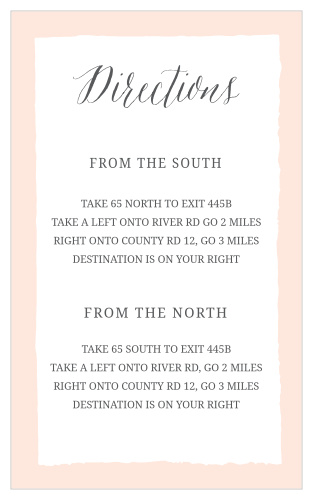 Our Painted Border direction cards are have a rustic looks with a hand painted borer style and offer plenty of room for your wedding direction details.