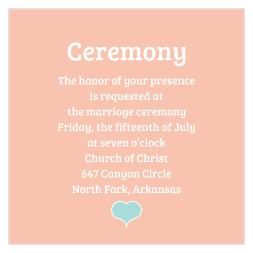 One size fits all ceremony card.