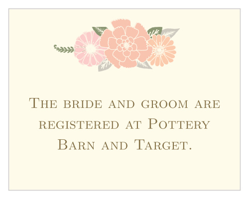 Our Blooming Antlers registry cards retain the rustic, floral theme of the matching wedding invitation set. 