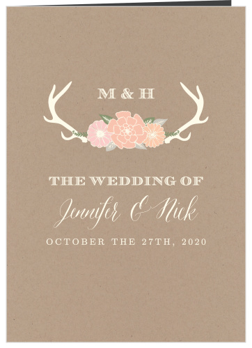 Our Blooming Antlers wedding program is a perfect fit with the matching wedding invitation set.