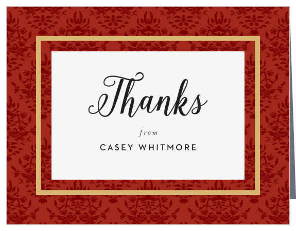 Our Wrapped Damask Graduation Thank You Card is a wonderful way to say thank you to your loved ones for supporting you on your graduation day
