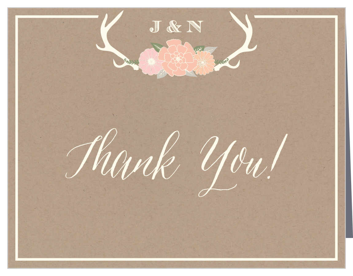 Blooming Antlers Wedding Thank You Cards
