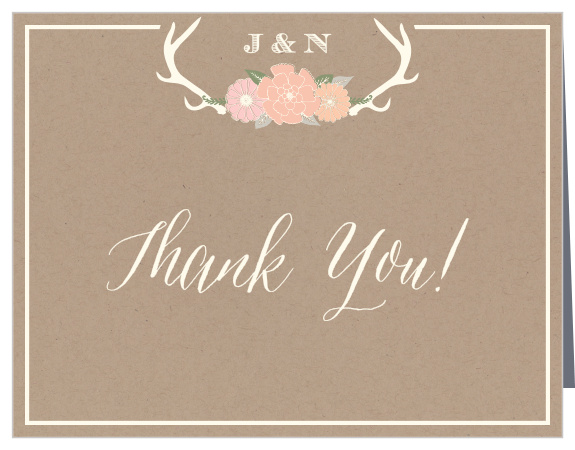 Our Blooming Antlers Thank You card is the perfect finishing touch to your wedding experience.