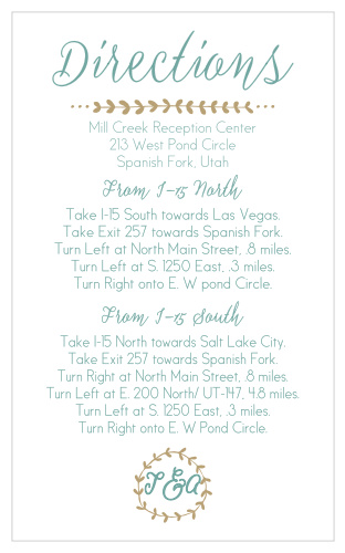 Back to Nature direction cards match perfectly with the simple, elegant look of the Back to Nature themed items.