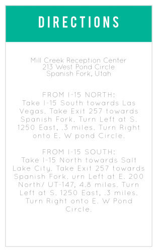 Pure elegance in it's simplicity, the bold stripes of The Scrolls and Scallops direction card is the perfect accessory for The Scrolls and Scallops invitation's bold stylings. Customize the colors and fonts of this direction card to match your invite and your style perfectly.