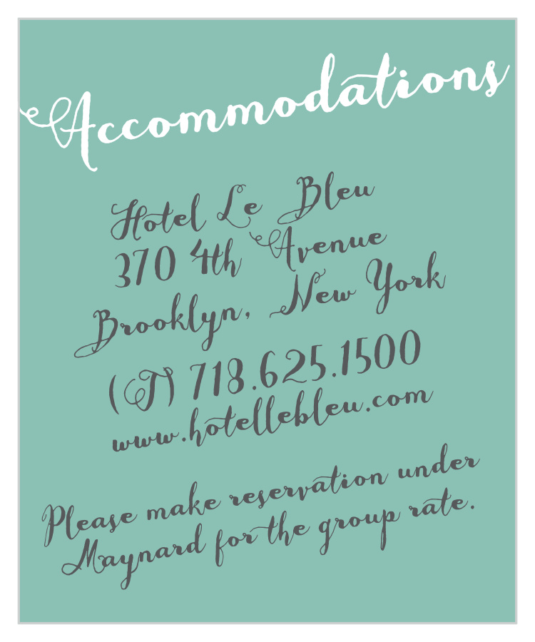 Float Away Accommodation Cards
