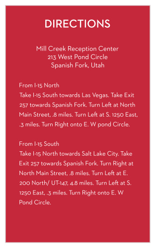 If you are looking for a bold direction card to match your unique eye catching The Royal Crown photo wedding invitation, then The Royal Crown direction card is the right enclosure card for you.