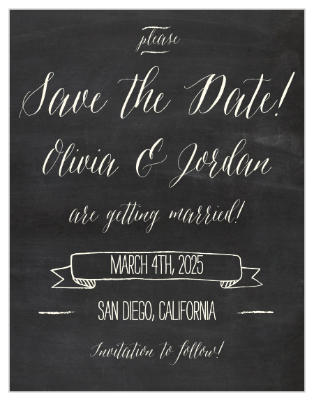 The Chalkboard Lettering save-the-date magnets is part of the Love vs Design collection by Basic Invite.