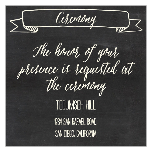 The Chalkboard Lettering ceremony cards offer a simple, yet fun way to invite guests to the big event. 