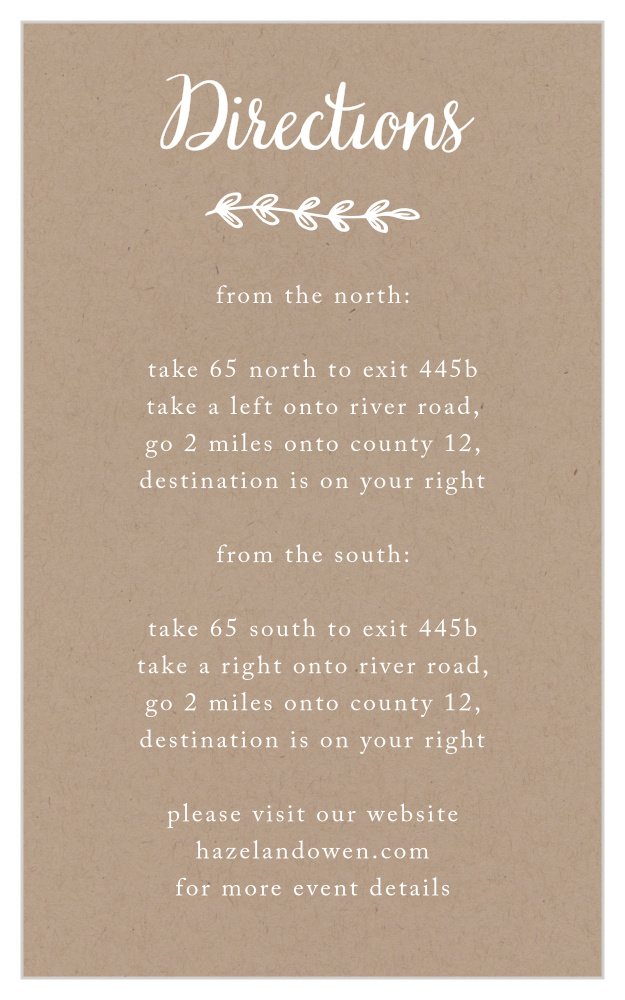Rustic Country Direction Cards