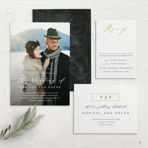 Contemporary Banner Wedding Invitations