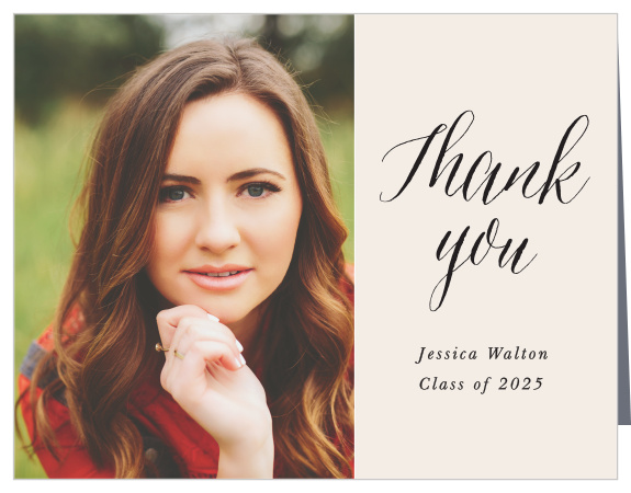 Let your friends and family know how much you appreciated their support with the chic look of our Simplicity Photo Graduation Thank You Card.