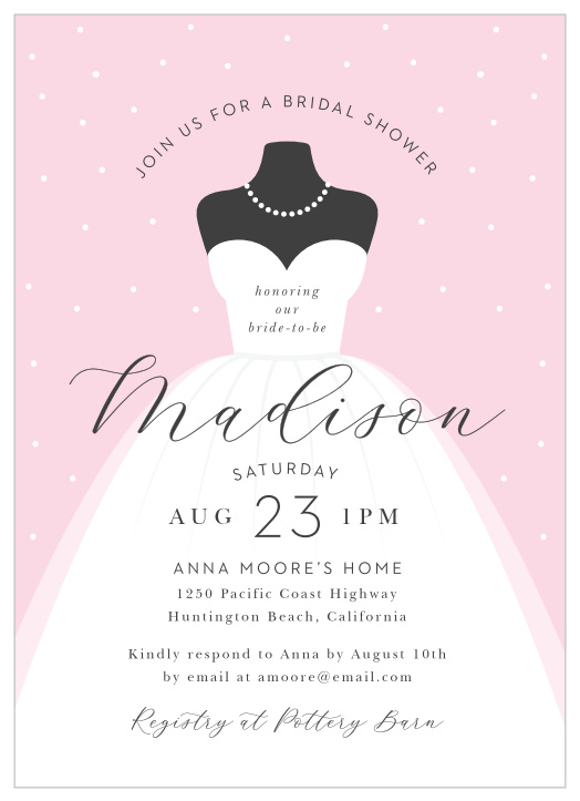 Wedding Dress Bridal Shower Invitations by Basic Invite