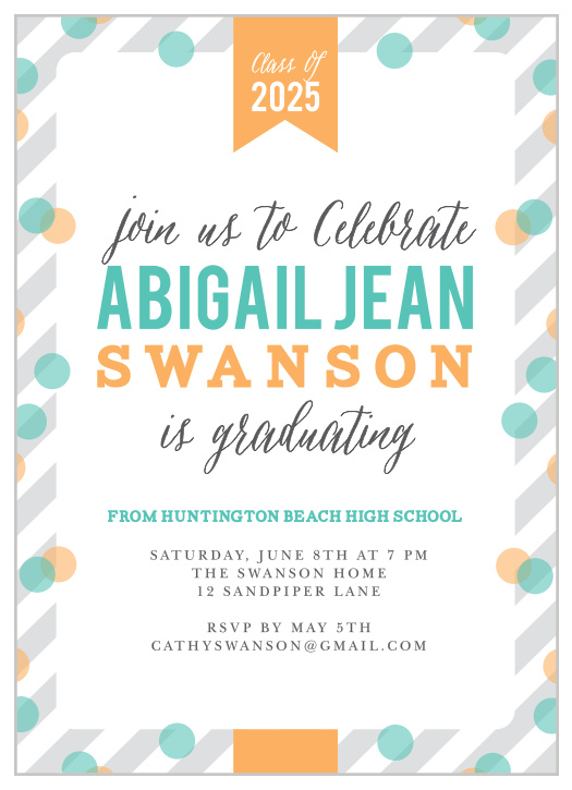 The light and frivolous Jubilation Banner is the perfect Graduation Invitation to show off your fun side.