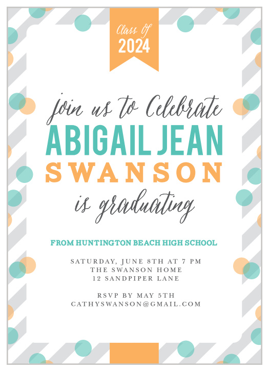 The light and frivolous Jubilation Banner is the perfect Graduation Invitation to show off your fun side.