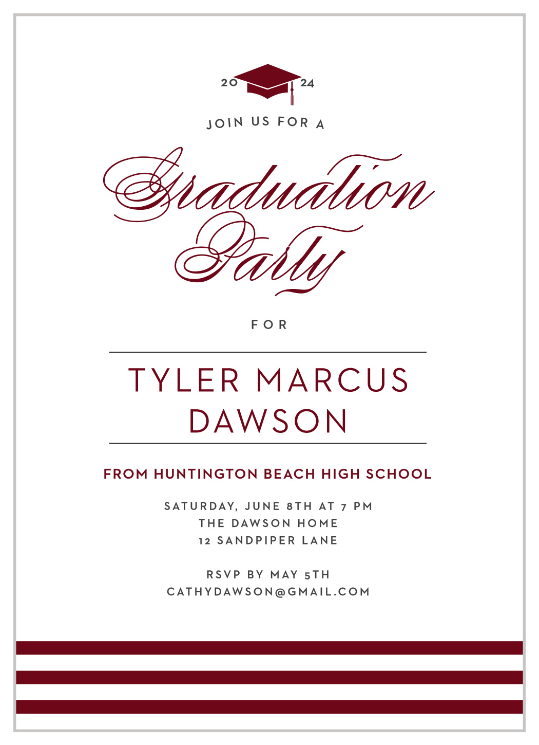 Cap & Stripes Graduation Invitations by Basic Invite