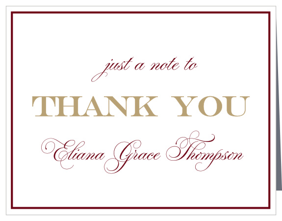 A red boarder sounds the sophisticated Bold Year Graduation Thank You Card. Edit the colors and text to fit with the matching Bold Year Graduation Announcement and you'll be set!