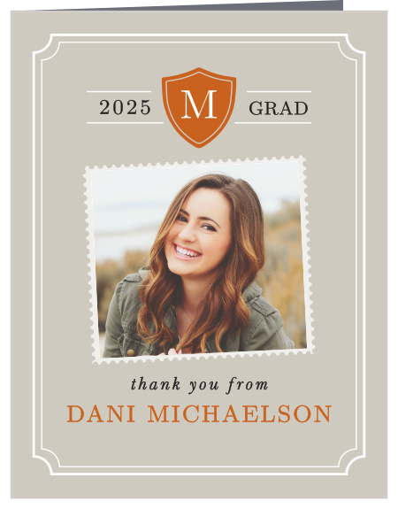 The College Colors Graduation thank you card is a great wait to announce your upcoming adventures. It's easy to customize this card by changing the colors to match your college colors or to match your personality.
