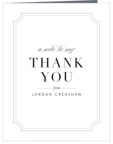 With its beautifully simple border the Traditional Lines graduation thank you card is a wonderful way to thank your friends and family for all of their support. Customize the colors and font to show your personality.
