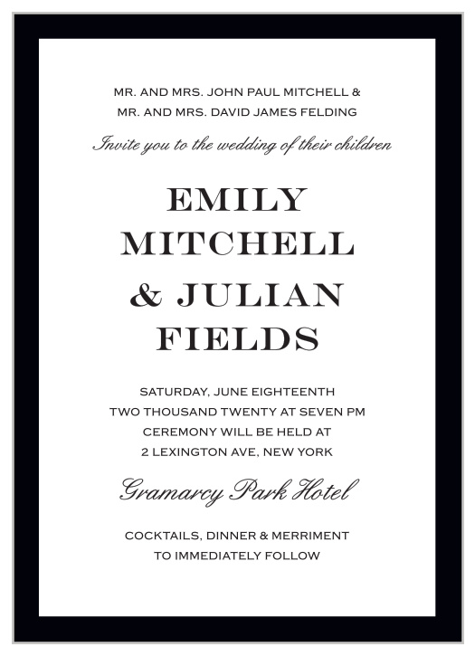 The Classic Border Wedding Invitation delivers refined elegance with bold lines and clean spacing.